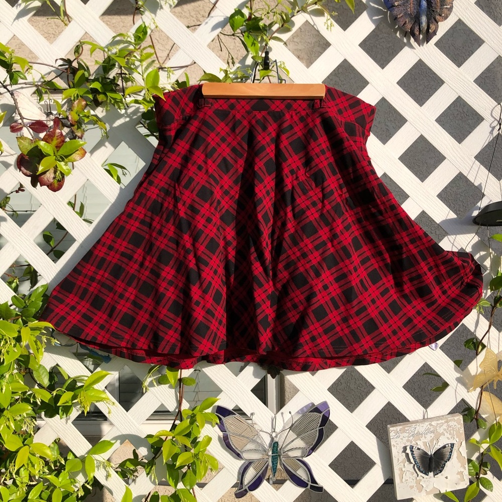 Torrid red plaid circle skirt